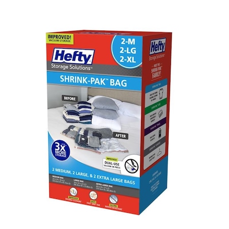 Hefty Hefty Shrink-Pak Clear Vaccum Storage Bag, PK2 HFT-7052463-2